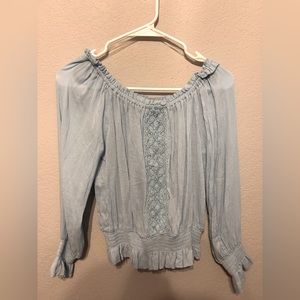 Women’s Baby Blue Off The Shoulder Shirt